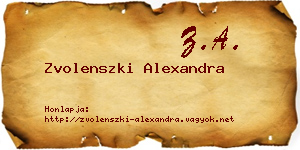 Zvolenszki Alexandra névjegykártya